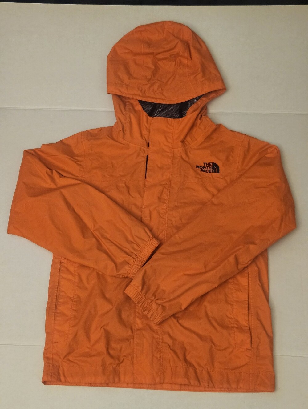 The North Face Kids Orange Hooded Full Zip Rain Coat Jacket, Size S
